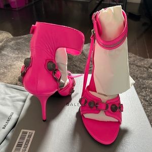 NEW Balenciaga Cagole Leather Heels Sandals, Size 40, $1350